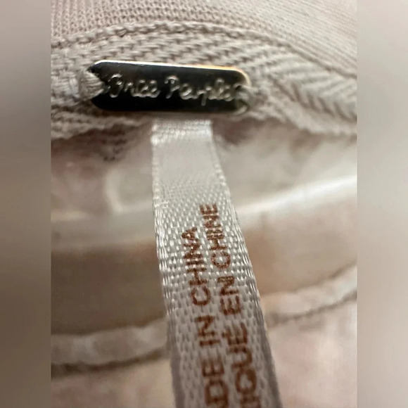 Free People distressed faded cream/tan long sleeve tee shirt - Picture 6 of 9